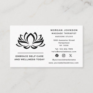Lotus Flower-massage Therapy Holistic Social Media Visitkort