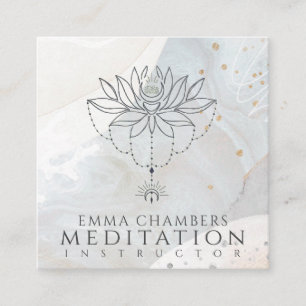 Lotus Flower Meditation Lärare Fyrkantigt Visitkort