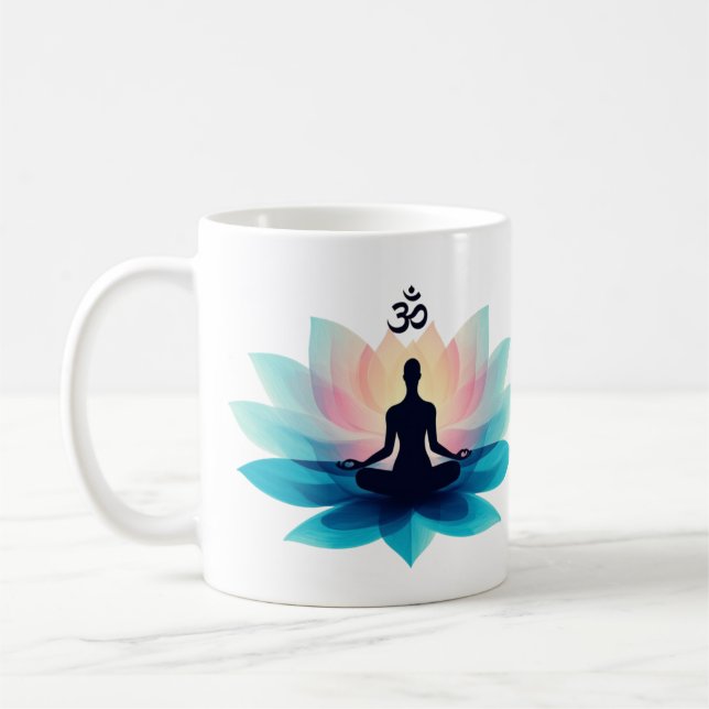 Lotus Flower Meditation Mugg med Andlig text (Vänster)