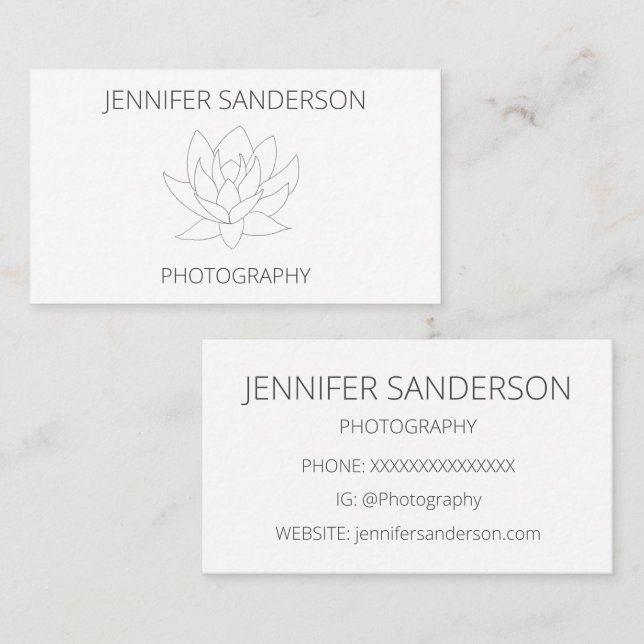 Lotus Flower-minimalistisk fotografi med enkel Ele Visitkort (Fram/baksida)