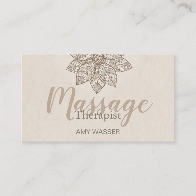 Lotus Flower, modernt terapiskript för massage Visitkort (Framsida)