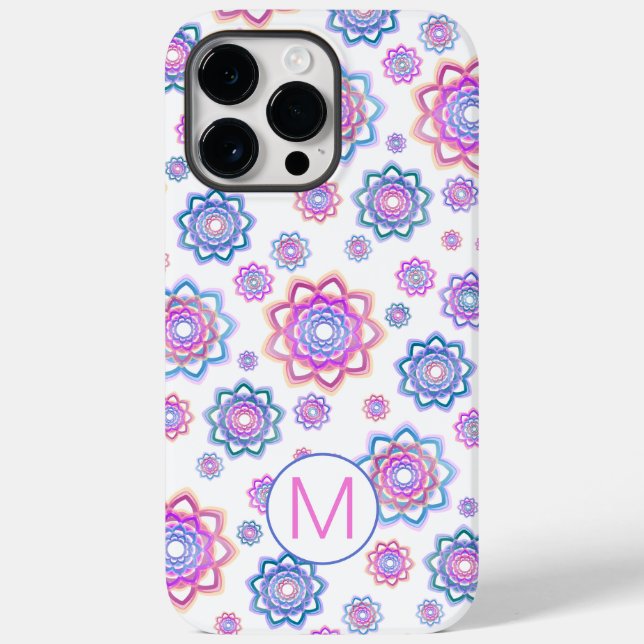 Lotus Flower Monogram Simple Rosa Pastel Grönt (Baksida)