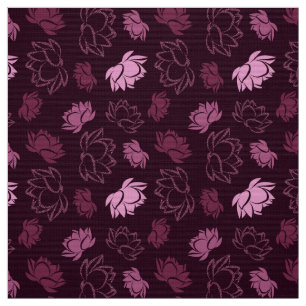 Lotus Flower Mönster i Burgundy färg Tyg