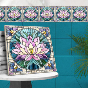Lotus Flower Mosaic Art Kakelplatta