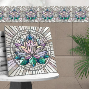 Lotus Flower Mosaic Art Kakelplatta