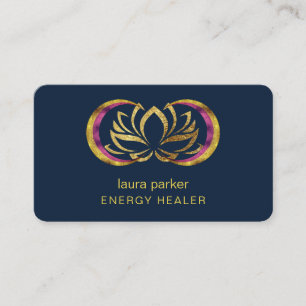 Lotus Flower Mystic Måne Crescent Reiki Healer Visitkort
