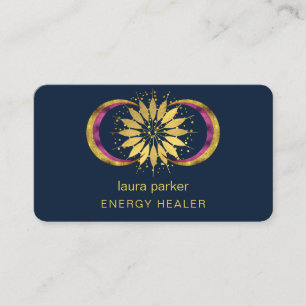 Lotus Flower Mystic Måne Crescent Reiki Healer Visitkort