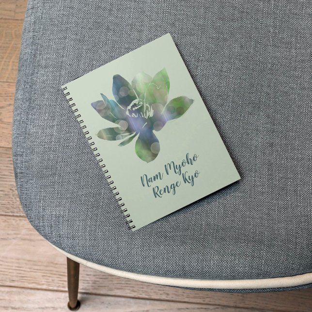 Lotus Flower Nam Myoho Renge Grönt Circle Anteckningsbok (Skapare uppladdad)