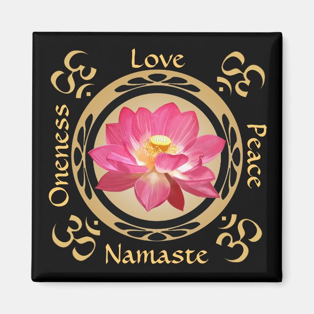 Lotus Flower Namaste OM Magnet (Framsidan)