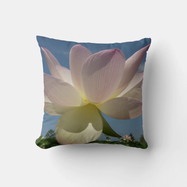 Lotus Flower och Blå himmel II Kudde (Framsida)