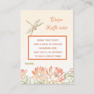 Lotus Flower och Dragon Fly Diaper Raffle Tilläggskort