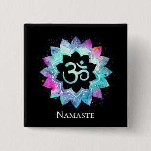 *~* Lotus Flower OM AUM Symbol Watercolor Mandala Knapp