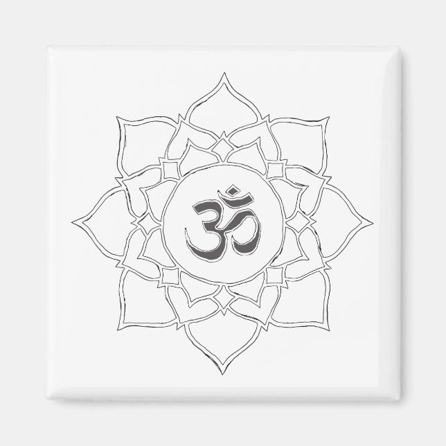 Lotus Flower Om Symbol Teckning Magnet (Framsidan)
