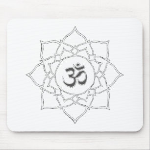 Lotus Flower Om Symbol Teckning Musmatta