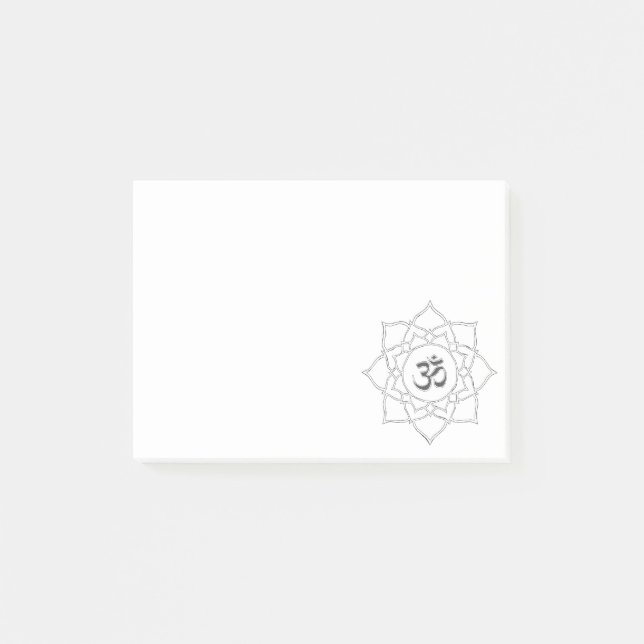 Lotus Flower Om Symbol Teckning Post-it Notes Block (Framsida)