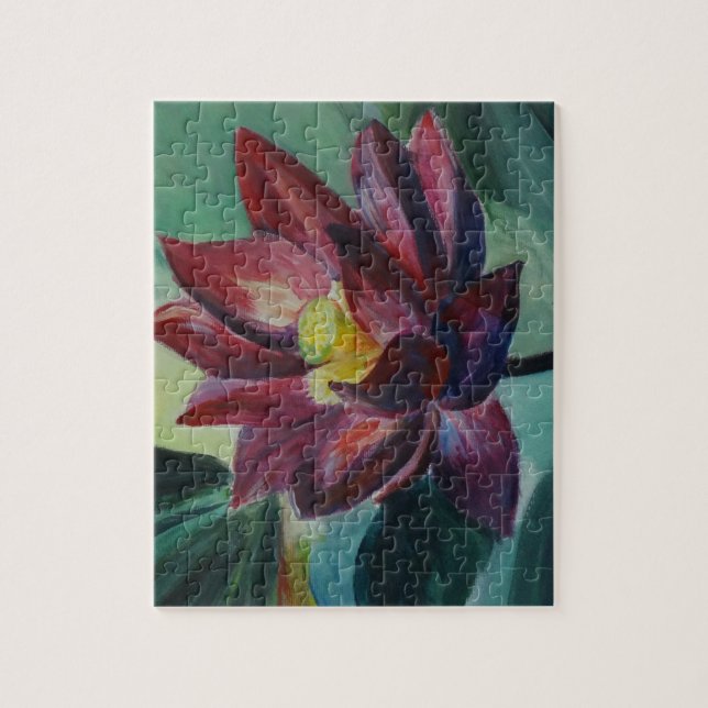Lotus Flower Painting Photo Puzzle med Gift Box Pussel (Vertikal)