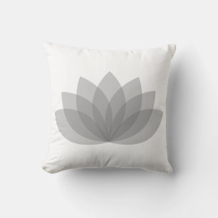Lotus Flower Pillow in White and Grått Kudde