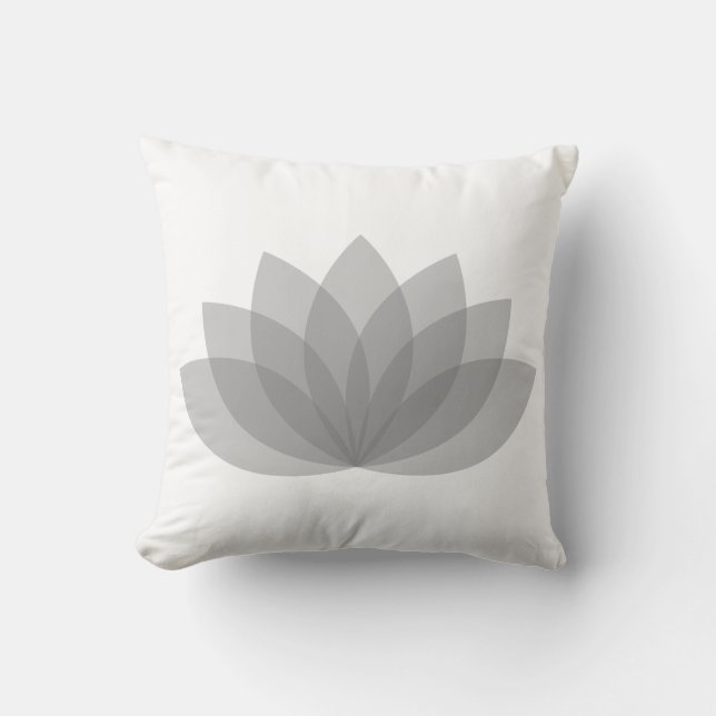 Lotus Flower Pillow in White and Grått Kudde (Framsida)