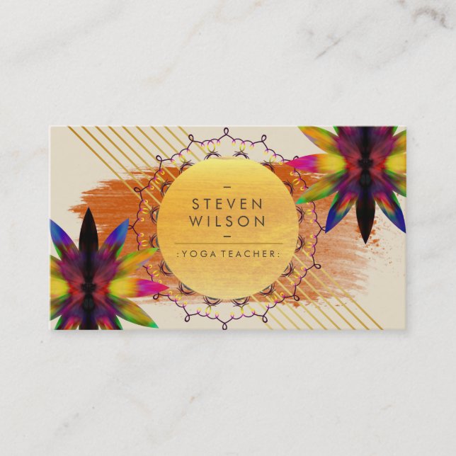 Lotus Flower Rainbow Decorative Yoga Holistic Visitkort (Framsida)