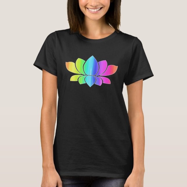Lotus Flower Rainbow Yoga Namaste Meditation Women T Shirt (Framsida)