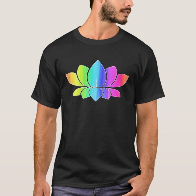 Lotus Flower Rainbow Yoga Namaste Meditation Women T Shirt (Framsida)