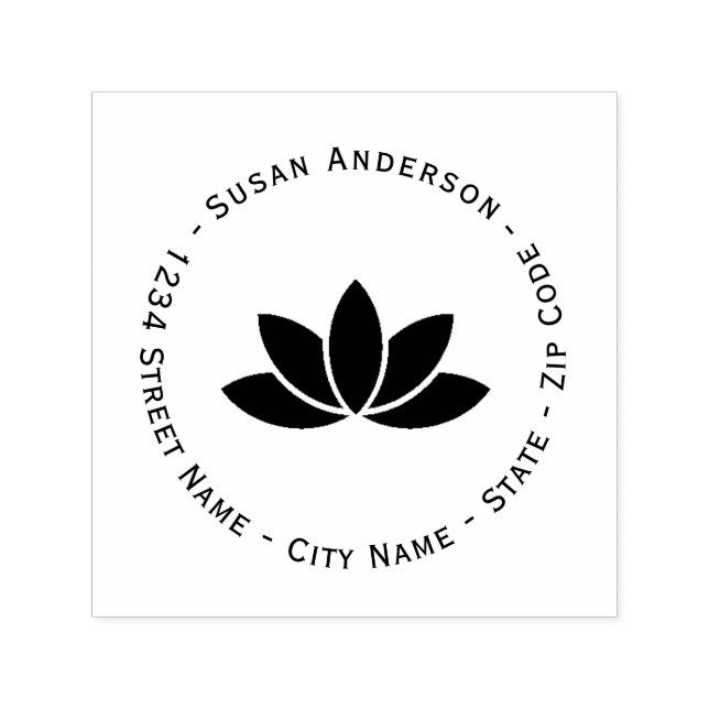 Lotus Flower Returadress Self-Inking Frimärke Självfärgande Stämpel (Design)