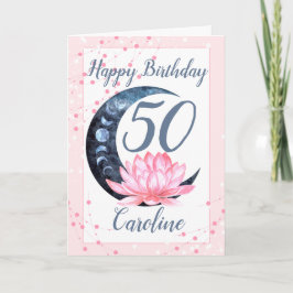 Lotus Flower Rosa 50:e födelsedagen Kort