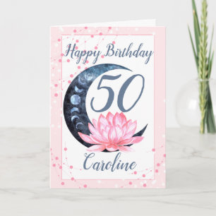 Lotus Flower Rosa 50:e födelsedagen Kort