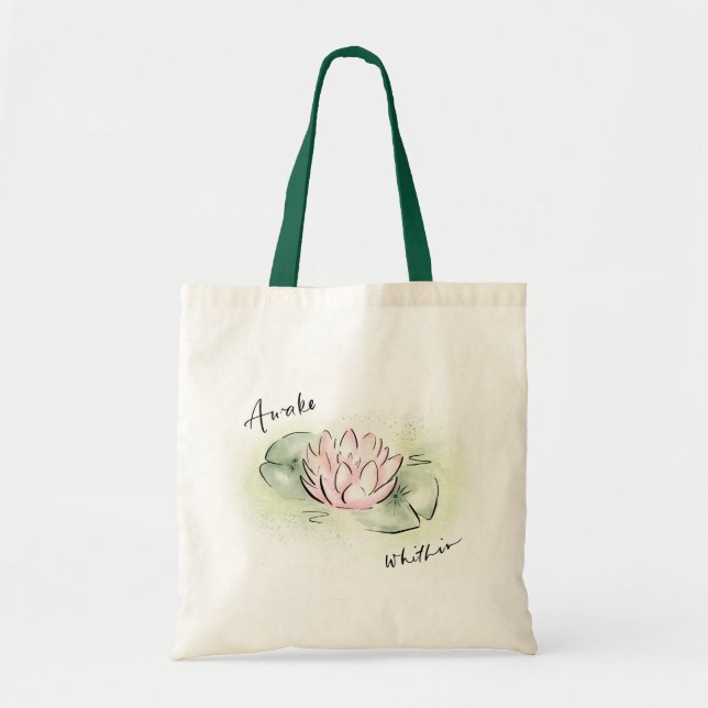 Lotus Flower Tote Bag | Vakna i visdom Tygkasse (Framsidan)