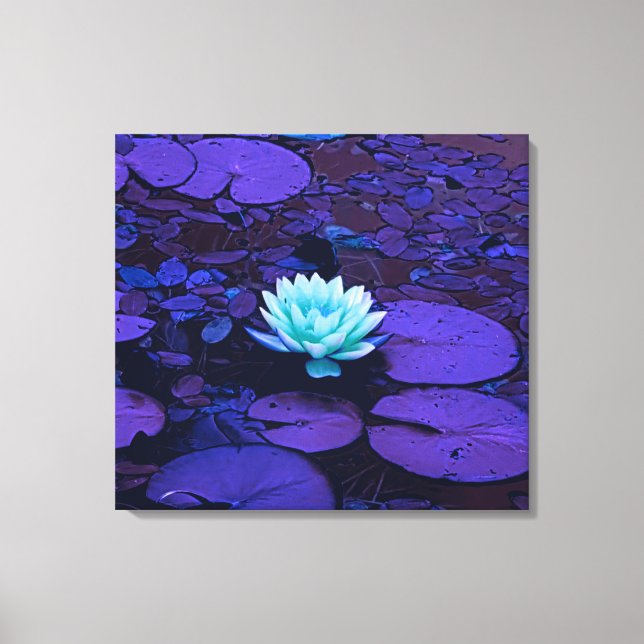 Lotus Flower Turcos Lila Pond Zen Canvastryck (Framsida)