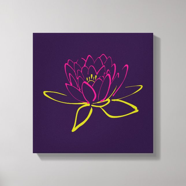 Lotus Flower / Vatten Lily Illustration Canvastryck (Framsida)
