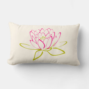 Lotus Flower / Vatten Lily Illustration Lumbarkudde