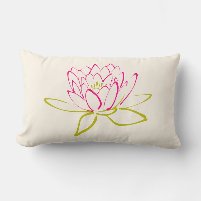 Lotus Flower / Vatten Lily Illustration Lumbarkudde (Framsida)