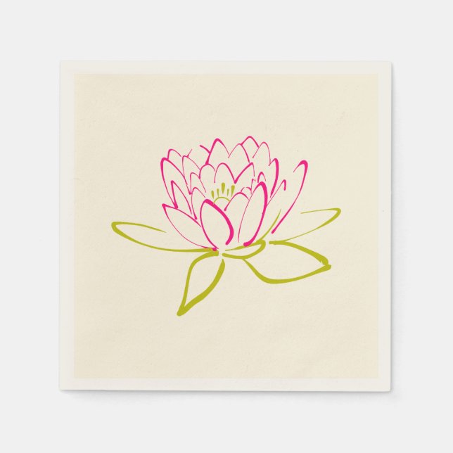 Lotus Flower / Vatten Lily Illustration Pappersservett (Framsidan)