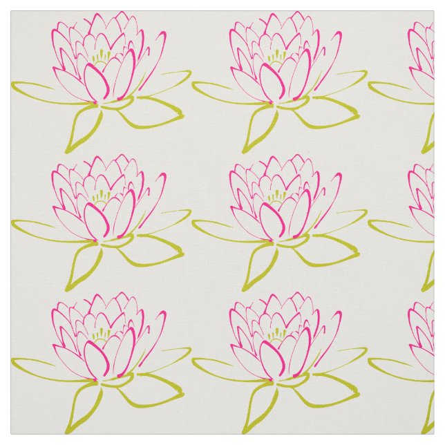 Lotus Flower / Vatten Lily Illustration Tyg (Provkarta)