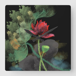 Lotus Flower Wall Clock Fyrkantig Klocka