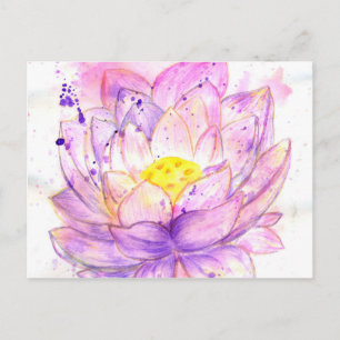 Lotus Flower Watercolor 4 Vykort