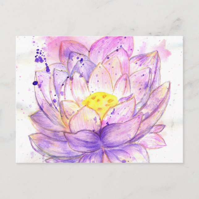 Lotus Flower Watercolor 4 Vykort (Framsida)