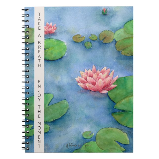 Lotus Flower Watercolor Anteckningsbok (Framsidan)