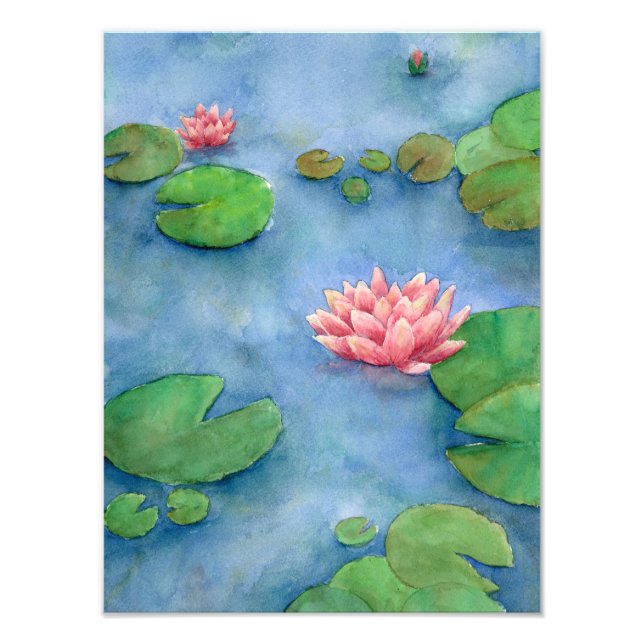 Lotus flower watercolor fototryck (Framsidan)