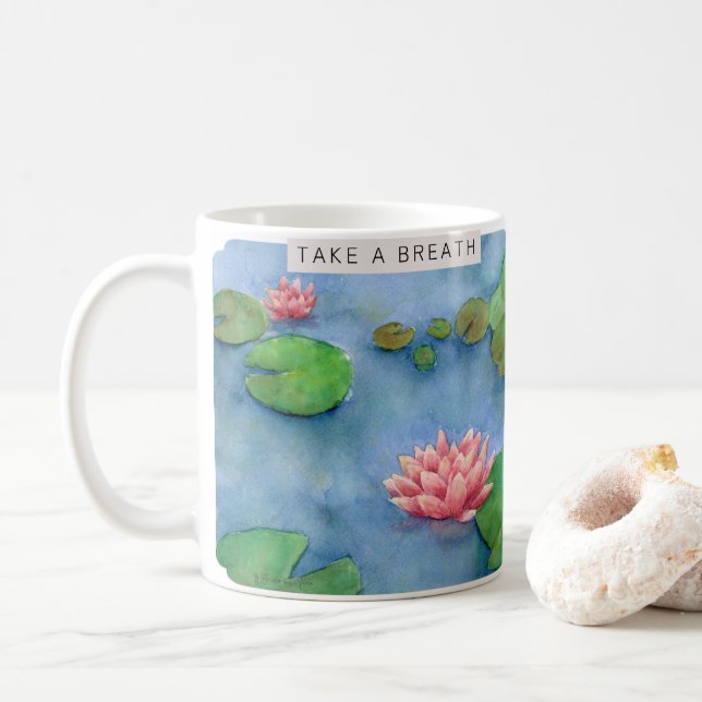 Lotus flower watercolor kaffemugg (Med munk)