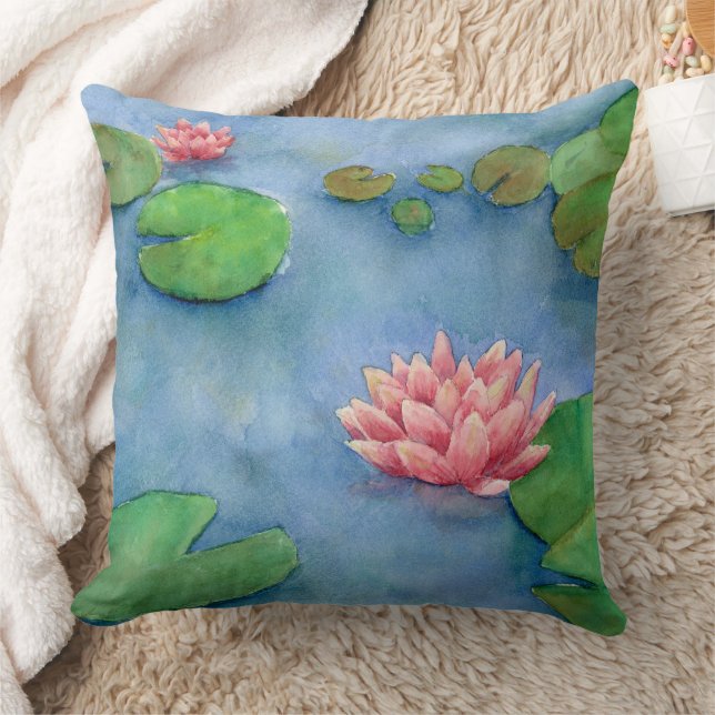 Lotus flower watercolor kudde (Filt)