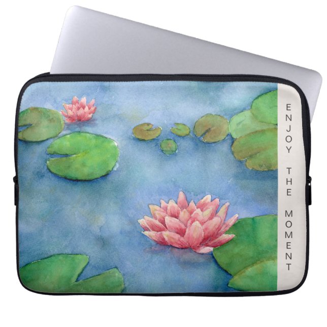 Lotus Flower Watercolor Laptop Fodral (Framsidan)