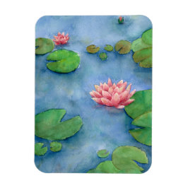 Lotus flower watercolor magnet