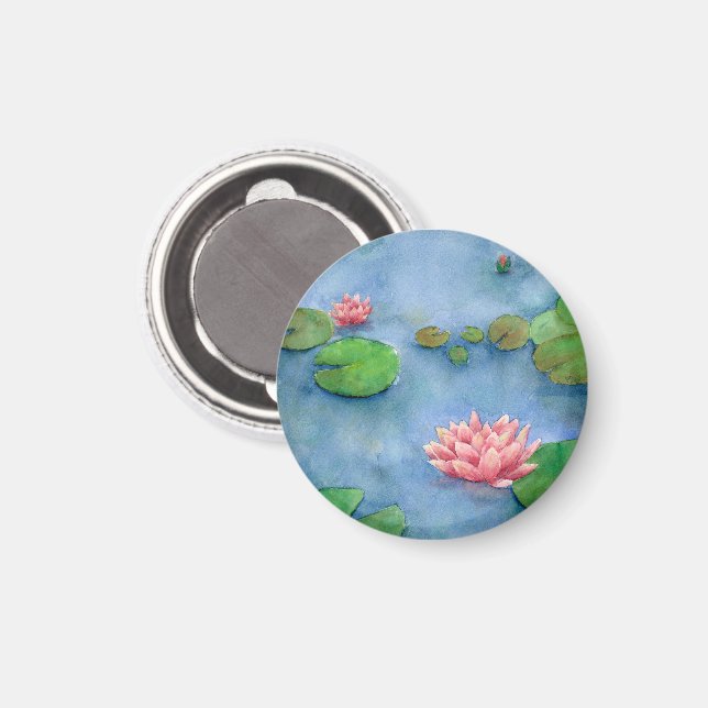 Lotus flower watercolor magnet (Front/Back)