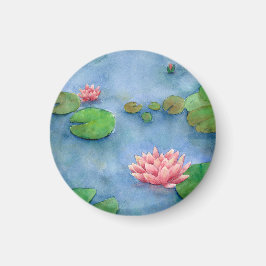Lotus flower watercolor magnet