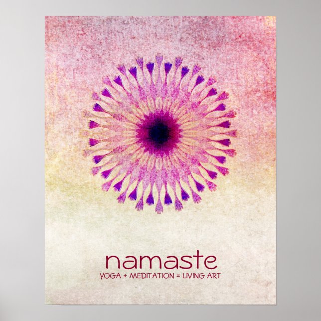 Lotus Flower Watercolor Namaste Yoga Meditation Poster (Framsidan)