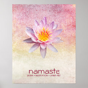 Lotus Flower Watercolor Namaste Yoga Meditation Poster