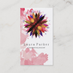 Lotus Flower Watercolor Splatter Yoga Holistic Spa Visitkort