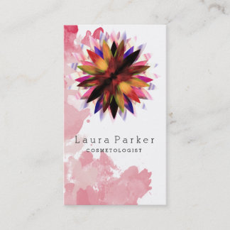 Lotus Flower Watercolor Splatter Yoga Holistic Spa Visitkort